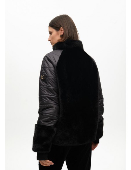 Abrigo combinado plumas y pelo – Lola Casademunt - negro