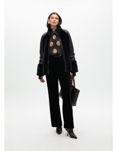 Abrigo combinado plumas y pelo – Lola Casademunt - negro