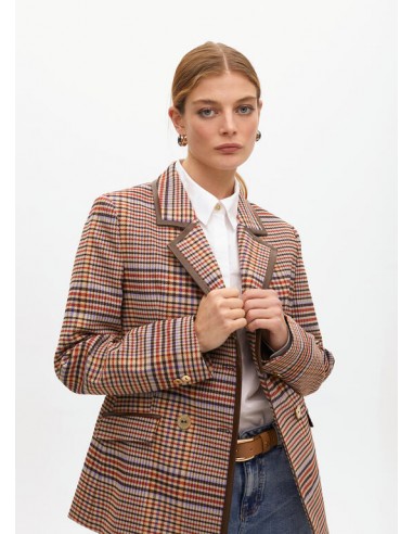 Americana cuadros marrón-azul con ribete – Lola Casademunt