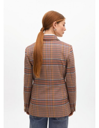 Americana cuadros marrón-azul con ribete – Lola Casademunt - vista posterior