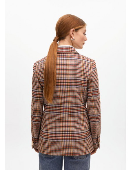 Americana cuadros marrón-azul con ribete – Lola Casademunt - vista posterior