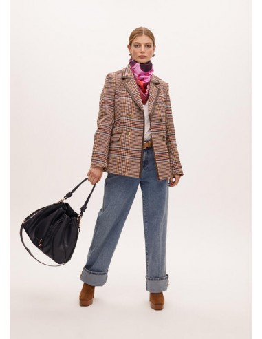 Americana cuadros marrón-azul con ribete – Lola Casademunt