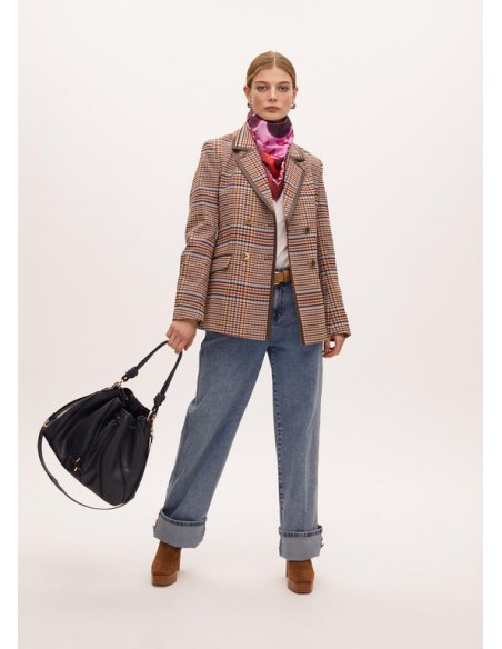 Americana cuadros marrón-azul con ribete – Lola Casademunt