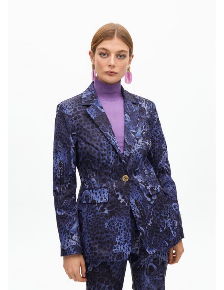 Americana fitted animal print azul Lola Casademunt