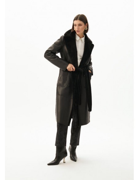 Abrigo largo doble faz negro Lola Casademunt