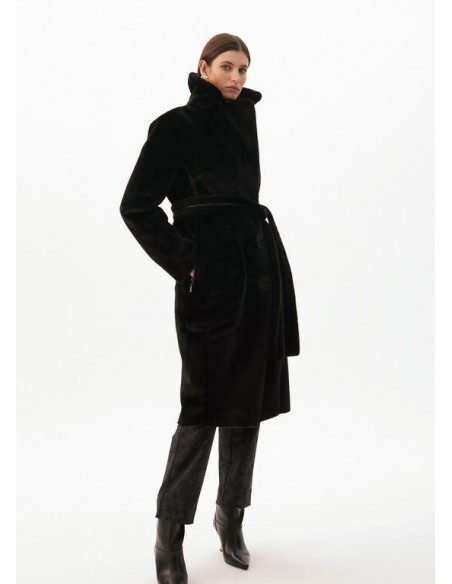 Abrigo largo doble faz negro Lola Casademunt