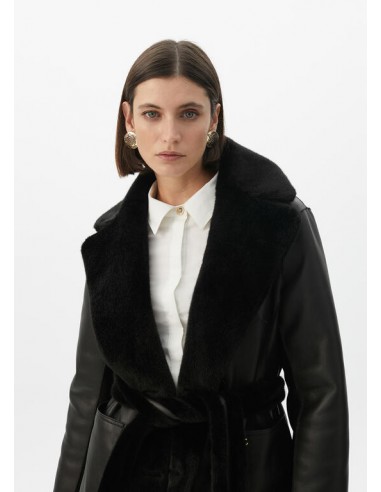 Abrigo largo doble faz negro Lola Casademunt