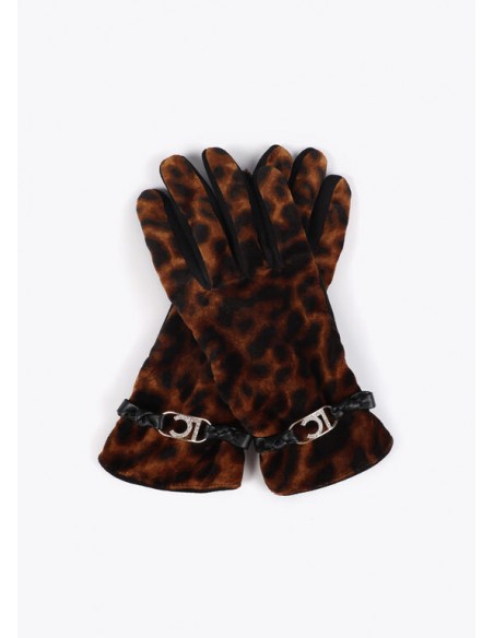 Guante efecto piel con pulsera logo ovalado - Lola Casademunt