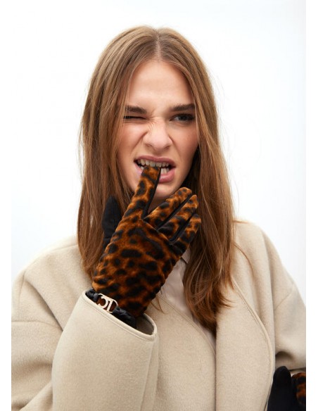 Guante efecto piel con pulsera logo ovalado - Lola Casademunt