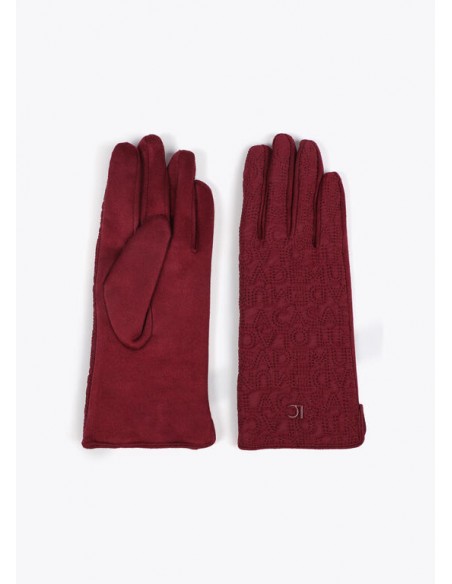 Guantes logo bordado - Lola Casademunt  - color burdeos