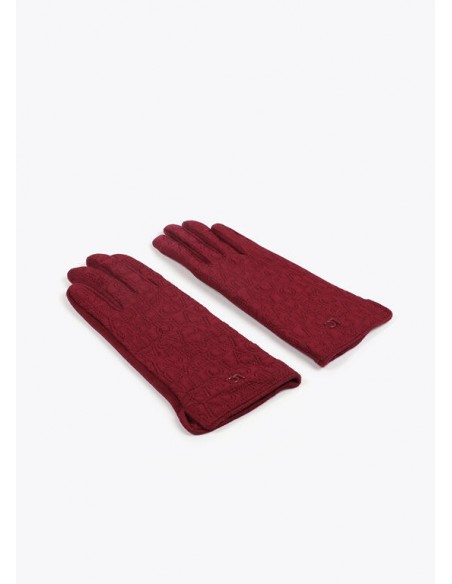 Guantes logo bordado - Lola Casademunt  - color burdeos