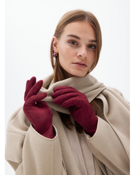 Guantes logo bordado - Lola Casademunt  - color burdeos
