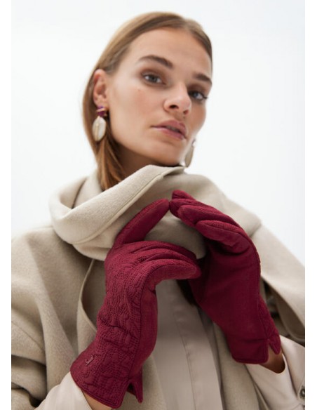 Guantes logo bordado - Lola Casademunt  - color burdeos