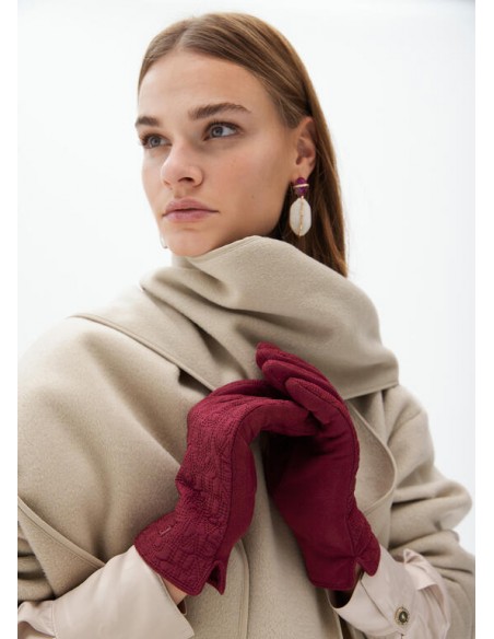 Guantes logo bordado - Lola Casademunt  - color burdeos