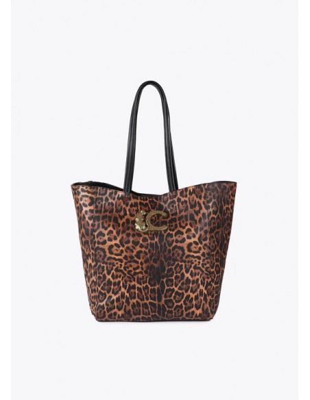 Bolso shopper animal print con logo LC - Lola Casademunt
