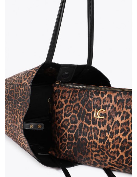 Bolso shopper animal print con logo LC - Lola Casademunt