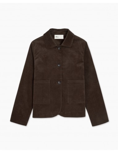 Chaqueta corta de terciopelo de algodón chocolate - YERSE - vista en plano