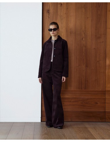 Chaqueta corta de terciopelo de algodón chocolate - YERSE