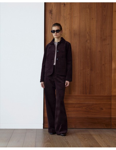 Chaqueta corta de terciopelo de algodón chocolate - YERSE