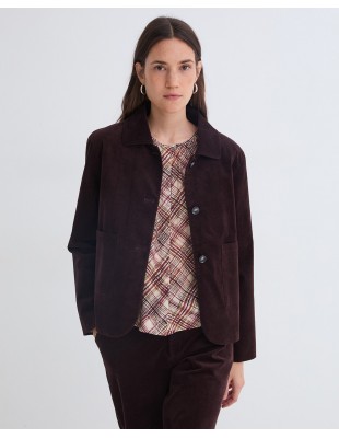 Chaqueta corta de terciopelo de algodón chocolate - YERSE