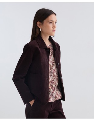 Chaqueta corta de terciopelo de algodón chocolate - YERSE 2