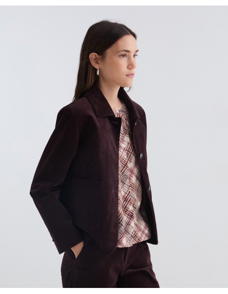 Chaqueta corta de terciopelo de algodón chocolate - YERSE