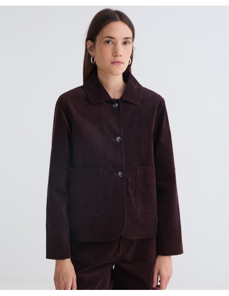 Chaqueta corta de terciopelo de algodón chocolate - YERSE