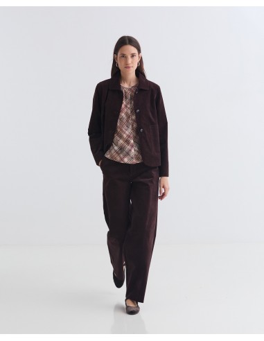 Chaqueta corta de terciopelo de algodón chocolate - YERSE