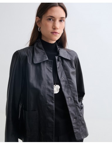 Chaqueta corta de piel napa YERSE – Negro