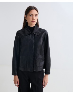 Chaqueta corta de piel napa YERSE – Negro 2