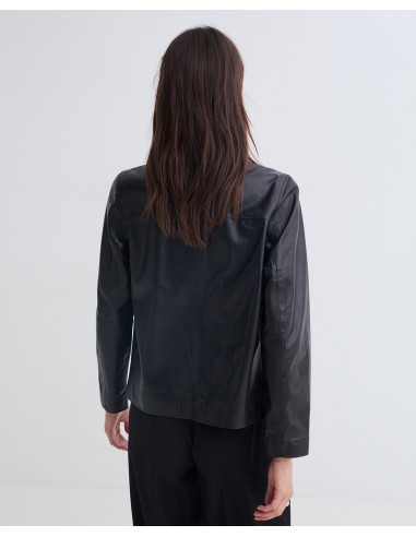 Chaqueta corta de piel napa YERSE – Negro - vista posterior