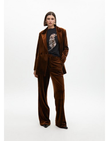 Camiseta negra con tigre bordado en pedrería - Lola Casademunt