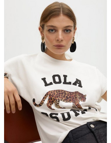 Camiseta blanca con tigre estampado y logo - Lola Casademunt