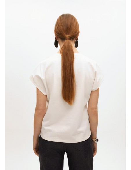 Camiseta blanca con tigre estampado y logo - Lola Casademunt