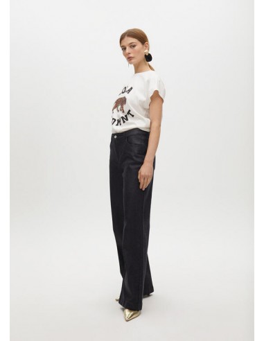 Camiseta blanca con tigre estampado y logo - Lola Casademunt