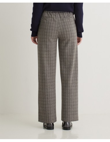 Pantalón ancho pata de gallo gris YERSE – corte recto y cintura elástica