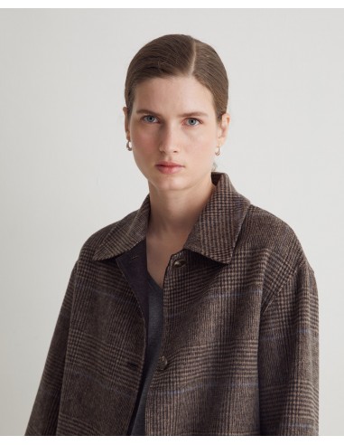 Abrigo largo cuadros marrón handmade – mezcla de lana YERSE