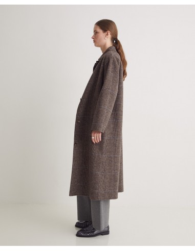 Abrigo largo cuadros marrón handmade – mezcla de lana YERSE