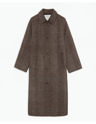 Abrigo largo cuadros marrón handmade – mezcla de lana YERSE