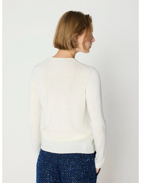 Jersey punto fino mujer cuello redondo – Escorpión - crudo