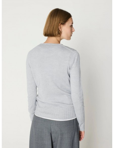 Jersey punto fino mujer canalé ancho – Escorpion - gris - vista posterior