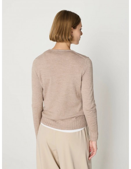 Jersey punto fino mujer canalé ancho – Escorpion - marrón - vista posterior