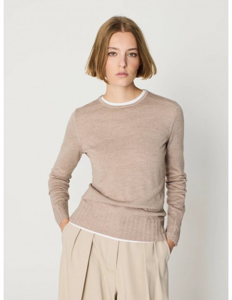 Jersey punto fino mujer canalé ancho – Escorpion - marrón