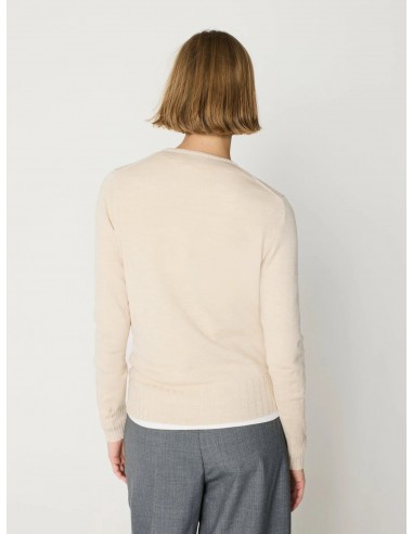 Jersey punto fino mujer canalé ancho – Escorpion - beige - vista posterior