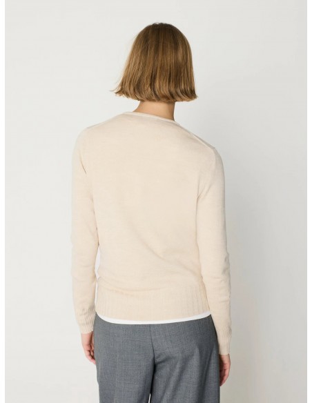 Jersey punto fino mujer canalé ancho – Escorpion - beige - vista posterior