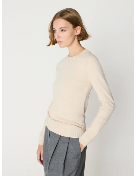 Jersey punto fino mujer canalé ancho – Escorpion - beige