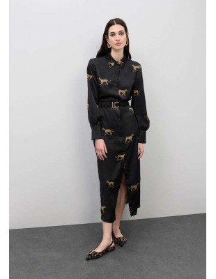 Vestido Camisero Satinado con Print Leopardo – Lola Casademunt