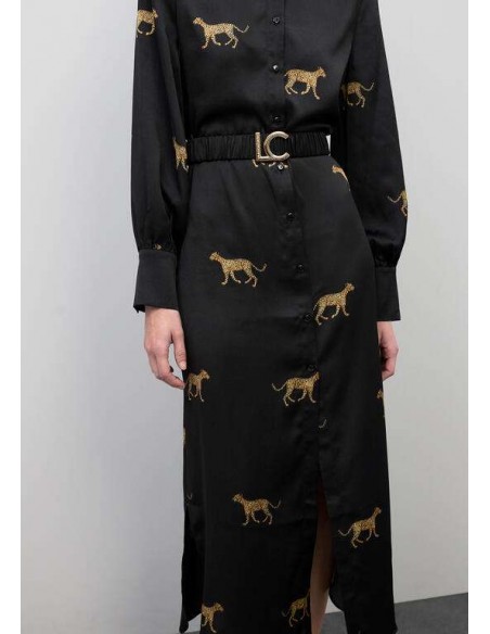 Vestido Camisero Satinado con Print Leopardo – Lola Casademunt