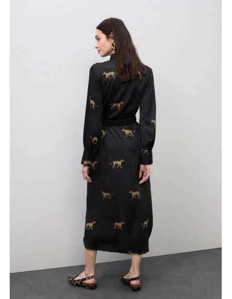 Vestido Camisero Satinado con Print Leopardo – Lola Casademunt - vista posterior
