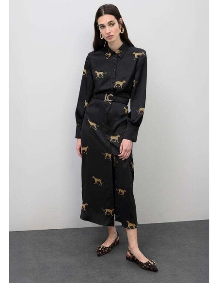 Vestido Camisero Satinado con Print Leopardo – Lola Casademunt